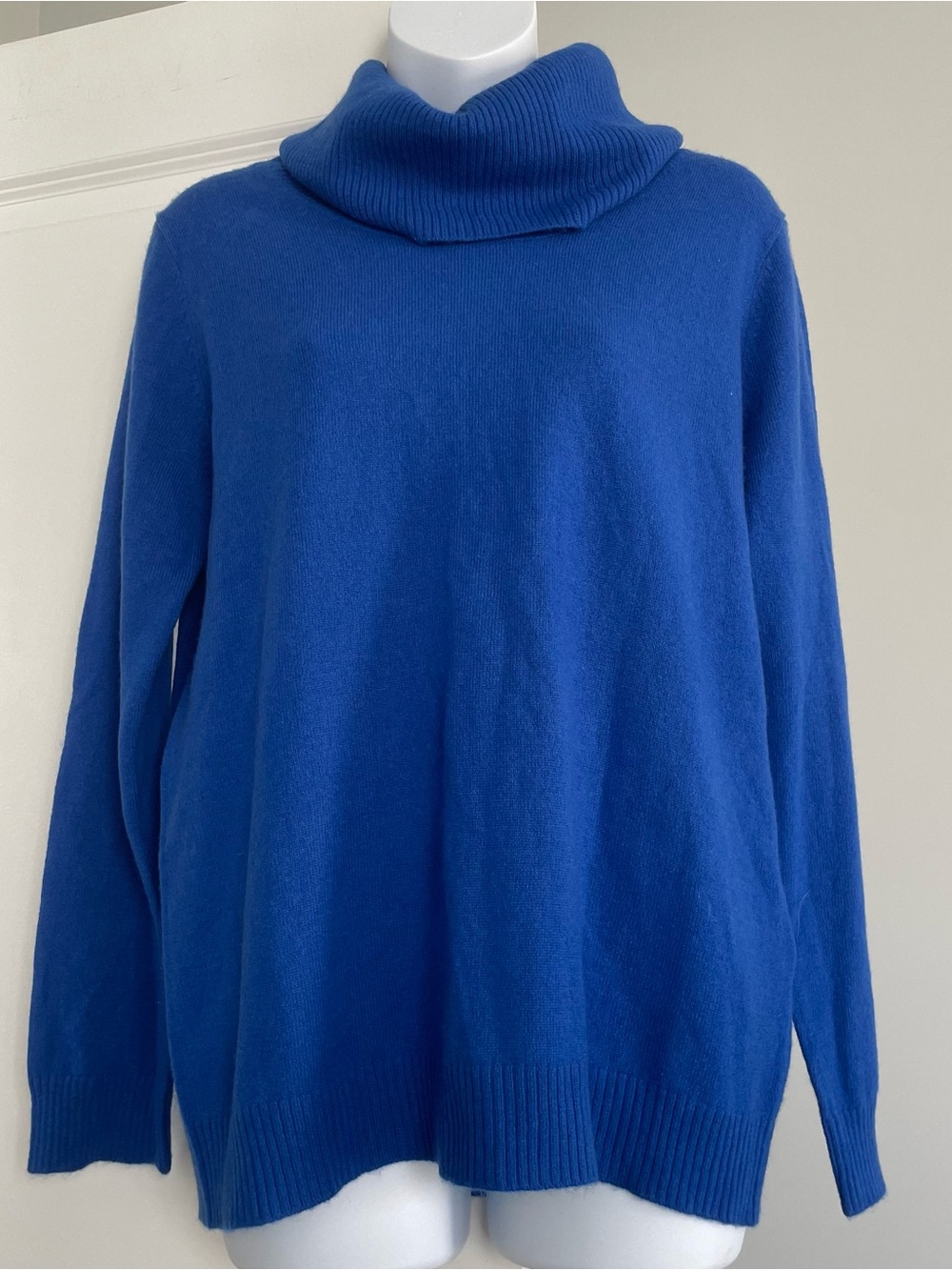 Women's Cowl Neck Wool/Cashmere Blend Sweater - Electric Blue